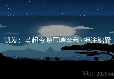 凯发：英超今晚压哨套利·押注锦囊